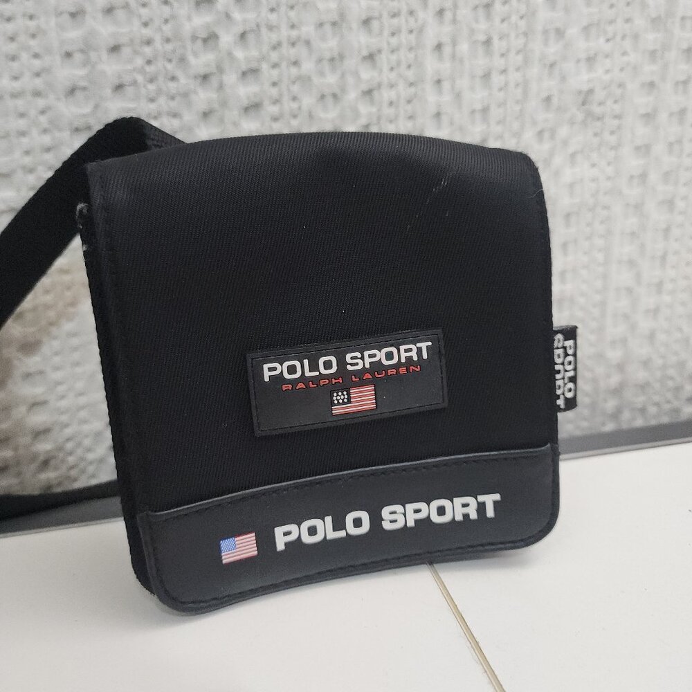 Vintage 90โs Polo Sport Ralph Lauren Black Shoulder Strap Mini Crossbody Bag Y2K